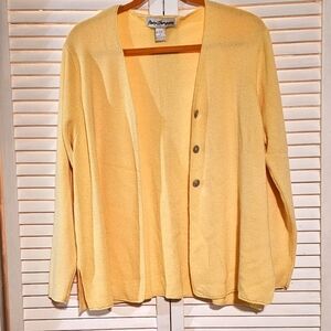 Norm Thompson Women’s Yellow Lightweight Designer Cardigan Sweater Size Large